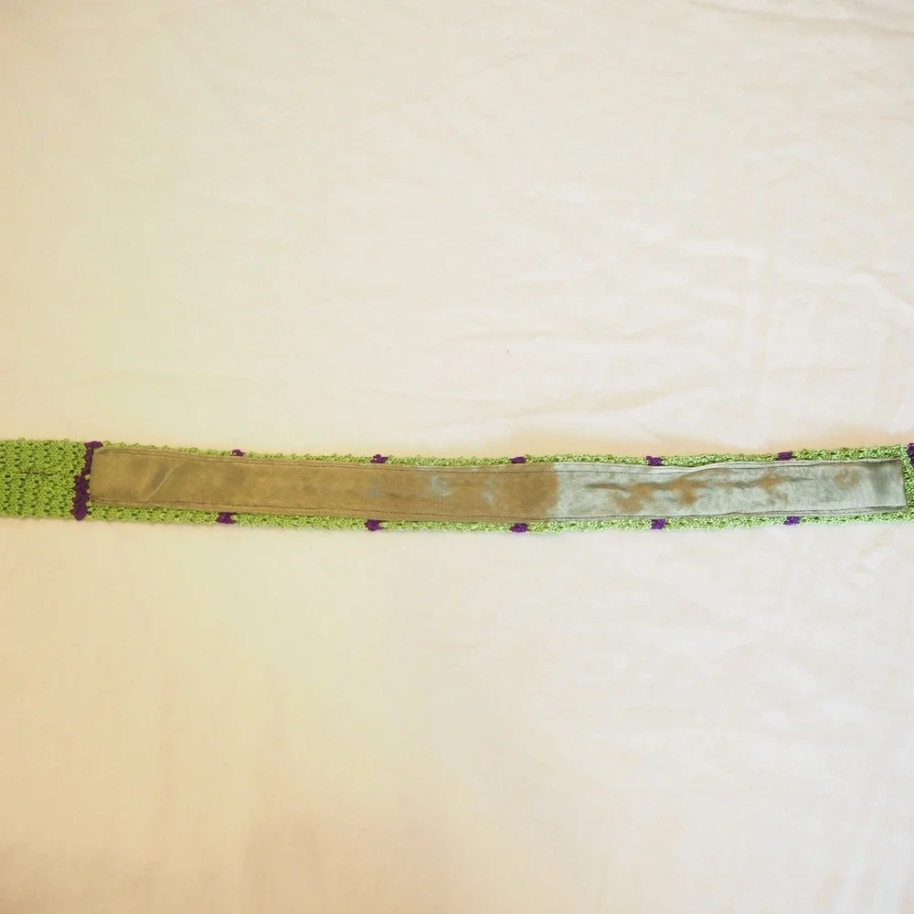 Polo Ralph Lauren 100% Silk Crochet Knit Striped Tie Made in Italy Green Purple